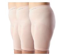 Chaffree Womens Anti Chafing Brief Knickers, Long Leg Briefs, Ladies Sweat Control Exercise Running Sports Underwear, Prevent Thigh Rubbing Panties, Seamless 3Pk (ML; Waist-Midi; Leg Long, Skin Pink)