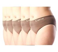 Chaffree Womens Plus Size Anti Chafing Sports Exercise Briefs, Ladies High Waist Full Brief Underwear Brief Panties, Breathable Moisture Sweat Control, Stretchy Seamless Pants, 5Pack, Truffle Brown XL
