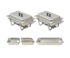 Chafing Dish 2pc Stainless Steel Silver 605x360x300mm Buffet Catering Set large