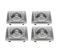 Chafing Dish Buffet 4pcs Rectangular Chafer Pan Buffet Tray with Lid, Stainless Steel & Glass 33.5x27.5x9cm Stackable Chafing Dishes with Detachable Legs for Buffets Heat Retention & Easy Storage