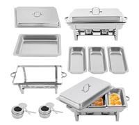 Chafing Dish Buffet Set 3 Pan 9L Food Warmer Set with Lid and Fuel Container, Stainless Steel Buffet Server for Buffets, Hotel Breakfast Areas, Catering, Parties, Wedding Banquets