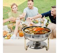 Chafing Dish Buffet Set,4.5l Chafing Dishes With Handles For Buffet,Round Stainless Steel Food Warmer Buffet Server With Tempered Glass Lids And Food Pans For Weddings Parties Restaurant Catering