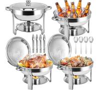 Chafing Dish Buffet Set 4 Pack 6QT Stainless Steel Chafing Dishes for Buffet with Lids, Food Warmers for Parties Buffet, Buffet Servers and Warmers for Home, Christmas Gatherings, Catering Events