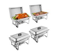 Chafing Dish Buffet Set, 4 Pack 9L Warming Containers with Lid & Water Pan, Safe Rolled Edge Stainless Steel Food Warmer for Party, Catering Buffet, Dinner, Banquets, Camping