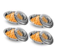 Chafing Dish Buffet Set, 4PCS 4L Stainless Steel Serving Dishes with Glass Lids, Retro Food Warmer Buffet Server for Dinner Parties Banquets Camping, Silver, 34.5x24.5x7cm