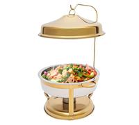 Chafing Dish Buffet Set, 9.5 Qt Round Stainless Steel Chafing Dish Buffet Set, Multipurpose Chafing Dishes with Top Lid, Food Warmer for Party Restaurant, Hotel, Food Truck, Wedding (Gold)