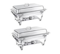 Chafing Dish Buffet Set 9L,Easy Assembly, 2 Pack Food-Grade Stainless Steel Warming Containers,Foldable Frame [Safe Rolled Edge Design], Food Warmer for Catering Buffet and Any Party (1/2+1/1 GN)