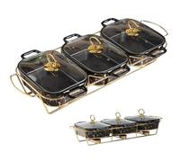 Chafing Dish Buffet Set, Ceramics Chafer, Chafer and Buffet Warmer Set for Buffet Weddings, Parties, Banquets, Catering Events(Nero)