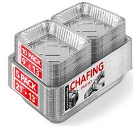 Chafing Dish Buffet Set Disposable - 21 x 13 (5 Pack) 9 x 13 (10 Pack) Aluminum Serving Trays, Catering Pans for Keeping Food Warm, Foil Chaffing Dishes for Buffets and Parties, Warming Tray