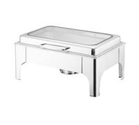 Chafing Dish Buffet Set,Stainless Steel Catering Serve Chafer,Restaurant Food Warmer, Rectangular Buffet Stove Food Pans and Foldable Frame for Party (A Double grid)