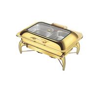 Chafing Dish Buffet Set Stainless Steel Flip Cover Chafer with Viewing Lid & Removable Base Buffet Servers Buffet Stove