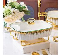 Chafing Dish Ceramics Chafer Buffet Server Warming Tray Food Buffets Food Warmer for Parties Buffet Set Chaffing Dishes Wedding,Parties,Banquet,Catering Events (Color : White, Size : 1.8L)