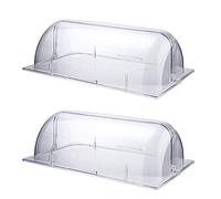 Chafing Dish Cover Pack of 2, Full Size Roll Top Clear Plastic Chafer Bakery Pan Display Cover Pastry Cake Snack Dessert Showcase Dustproof Lid