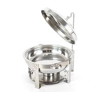 Chafing Dish Round Food Warmer Heat Container 6L Stainless Steel Catering Buffet Warmer with Hanging Lid for Buffet Party