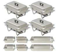 Chafing Dish Set 4pc Stainless Steel Silver 605x360x300mm GN Catering Buffet Bar