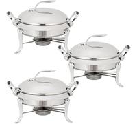 Chafing Dish Set, Full Size Stainless Steel Buffet Server with Lid & Fuel Holders, 3 Pack for Catering Party Wedding Dinner Food Warmer