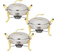 Chafing Dish Set, Full Size Stainless Steel Buffet Server with Lid & Fuel Holders, 3 Pack for Catering Party Wedding Dinner Food Warmer