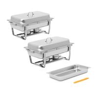 Chafing Dish set of 2 GN 1/1 2 x 7.5 l 2 Fuel Containers Royal Catering - Chafing Dishes by Metallic silver