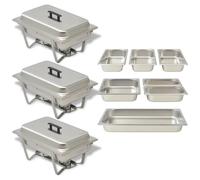 Chafing Dish Set Stainless Steel 3-Piece 605x360x300mm GN Catering Buffet Heavy