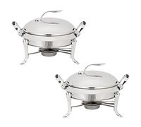 Chafing Dish Set - Stainless Steel Round Buffet Server with Pans, Lids and Fuel Holders for Catering, Weddings, Party Food Warmer