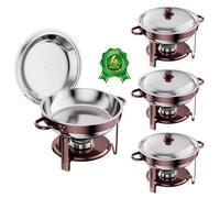 Chafing Dishes for Buffet 4 Pack, 6QT Food Grade Round Stainless Steel Food Warmer, Food Warmers for Parties Buffet Catering Events Dinners, Rose Gold
