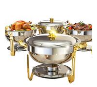 Chafing Dishes for Buffet, 4 Pack 6QT Round Chafing Dish Buffet Set [Elegant Gold and Silver Colors] Stainless Steel Buffet Servers and Warmers for Catering Events Parties Dinners with Complete Set