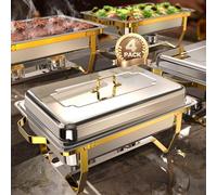 Chafing Dishes for Buffet 4 Pack, 9QT [Elegant Gold and Silver Colors] Food Warmers for Parties Buffet [Sturdy and High Grade] Chafing Dish Buffet Set for Any Party with Complete Set