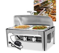 Chafing Dishes Set, 400W Electric Buffet Warmer, 9L Rectangular Catering Set with Removable Warming Trays for Parties and Events, Ideal for Serving Hot Food