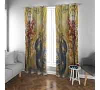Chagall Style Blackout Curtains Moses and the Burning Bush Printed Thermal Eyelet Window Curtains for Bedroom Living Room Extra Wide 2 Panels (each W54xL90in)