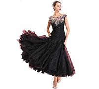 CHAGM Versailles Rose Pattern Dress,Performance Suit Long Sleeves Smooth Competition Dresses,Modern Ballroom Dance Dress