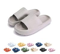 Chagoo Cloud Sliders Women Men Quick Dry Cozislides Original Super Soft Bathroom Platform Non-Slip Shower Pillow Slides (Gray, 3-4UK)