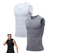 Chagoo Energxcel Ionic Shaping Vest, Guys Men Compression Top, Compression Slimming Body Shaper Vest (White+Gray, XXL)