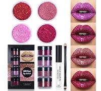 Chagoo Glitter Lip Kit Golden, 4 Color Diamond Glitter Metallic Lipstick Waterproof and Long-Lasting Set for Women (Warm colors)