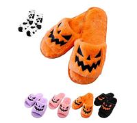 Chagoo Spooky Slides, Spooky Halloween Slippers, Pink Pumpkin Slippers, Halloween Pumpkin Fuzzy Open Toe Slippers (Orange, 4 UK)