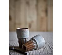 Chai Glass, Traditional Indian Chai Cup, Stoneware Chai Cup in Brown & Blue Ceramic, Tall Rustic Mug, Tea Coffee Cup, Ceramic Chai Glass, Ceramic Mustard & Blue Chai Glass