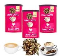 Chai Spiced Latte Powder PMP 250g - 3 x Tin - Just Add Water, Powdered Blend of Spices with Skimmed Milk & Sweetened Black Tea - Instant Chai Drink - Dmc