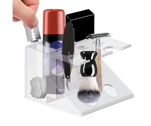 Chaies Acrylic Shaving Brush Holder, Acrylic Shaver Organizers, Clear Acrylic Cosmetic Organizer Holder | Structure Transparent Makeup Organizer, Transparent/Green, Se référer au descriptif, Refer to