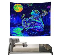 Chaies Glow in the Dark Wall Tapestry Luminous Tapestry Aesthetic Reactive UV Tapestry Vertical Poster Frog Guitar Tapestry for Bedroom Living Room Dorm