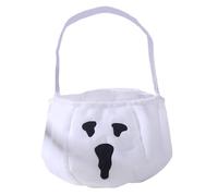 Chaies Halloween Bags for Candy or Spell | Reusable Candy Bags with Handles, Large Terrible Storage Basket for Women Girls Teens, White Ghost Fleece, Se référer au descriptif, Refer to description