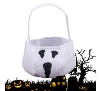 Chaies Halloween Bags for Candy or Spell | Reusable Candy Bags with Handles, Large Terrible Storage Basket for Women Girls Teens, White Ghost, Se référer au descriptif, Refer to description