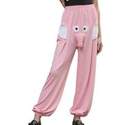 Chaies Humorous Pyjamas | Cute Pyjama Bottoms for the Night | Elephant Pants for - For Bedroom, Lounging, Party, Travel, School, Hotels, Dorm And, Pink, L