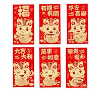 Chaies Lucky Money Envelopes, Chinese Red Envelopes, 6 x Hong Bao Red Envelopes | Cash Envelopes, Strong Lucky Envelope, Party Supplies of the Year