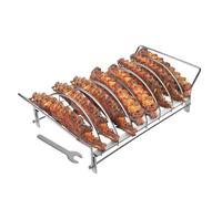 Chaies Non-Stick Ribbed Grill - Six Ribs Cooking Grate for BBQ, Foldable Rust Protection, Multi-Purpose Barbecue Accessories for Barbecue Skewers, Pork, Chicken, Beef