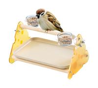 Chaies Parrot Perch, Exercise Perch and Play with Food Bowls, Desk Play Stand for Canaries, Parakeets & Conures