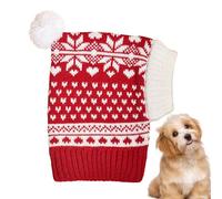 Chaies Puppy Christmas Hat - Winter Hats for Dogs Elastic Christmas Dog Winter Elk and Love Hat Dog Winter Hats with Fur Ball Snowflake Knitting