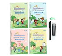 Chaies Reusable Grooved Writing Notebooks, Grooved Writing Book - 4X Practice Notebook Handwriting Notebooks | Grooved Letter Tracing, Learning Kit