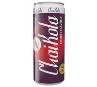 ChaiKola Cherry Non-Alcoholic Sparkling Black Tea Cola Drink, Polish Cherry & Cola Nut Flavour, Vegan Gluten Free Lower Sugar Soft Drink, 12 x 330ml Sleek Cans, Serve Chilled or in Mocktails