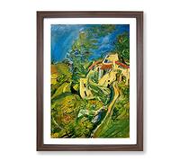 Chaim Soutine View Of Town Classic Painting Framed Wall Art Print, Ready to Hang Picture for Living Room Bedroom Home Office Décor, Walnut A2 (64 x 46 cm)