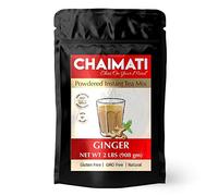 ChaiMati - Ginger Chai Latte - Powdered Instant Tea Premix, 2 Pound Jar - Makes 100 Cups - Hot or Iced, Very Low Caffeine, Ready in seconds, Great for Gifting & Parties - gets "Chai on your Mind"