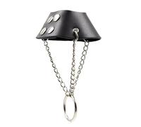 Chain Attached Cock Ring and Testicle Stretcher Leather Penis Restraint Men's Sex Toy Adjustable Parachute Shaped Chastity Testicle Restraint Device